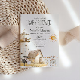 Liten gård barnkammardjur baby shower inbjudan