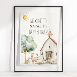 Liten gård för barnkammardjur Baby Shower-skylt Poster