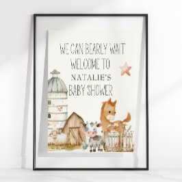 Liten gård för barnkammardjur Baby Shower-skylt Poster
