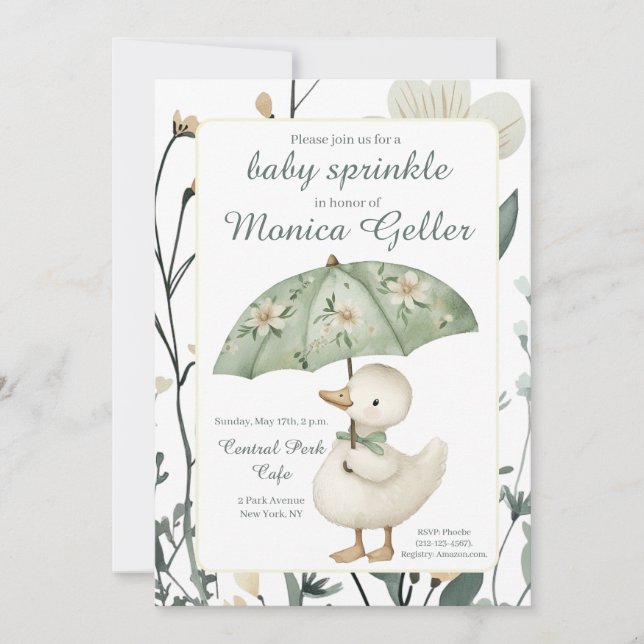 Liten Gås Baby Sprinkle Inbjudan (Framsida)