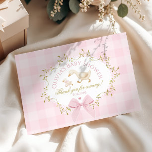 Liten Gås Rosa Slöja Babyflicka Dusch Tack Kort