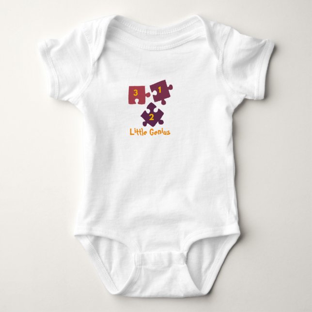 Liten genialitet Pussel Baby-bodysuit. T Shirt (Framsida)
