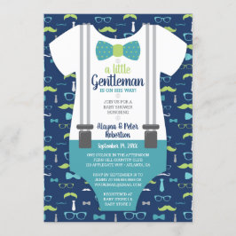 Liten gentleman baby shower inbjudan, fluga inbjudningar