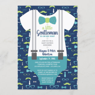 Liten gentleman baby shower inbjudan, fluga inbjudningar
