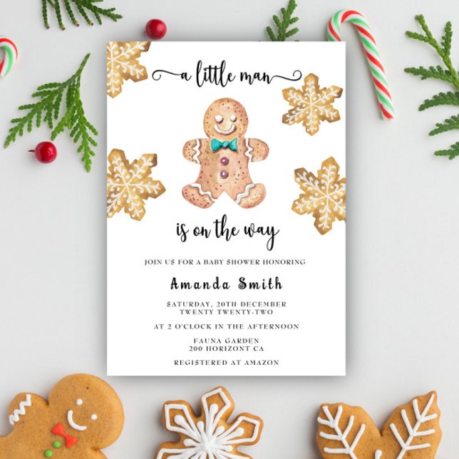 Liten Gingerbread Man Jul Bebis Shower Inbjudningar (Skapare uppladdad)