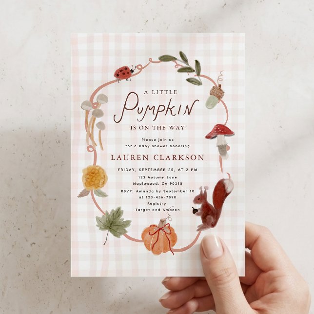 Liten Gingham Fall Pumpa Baby Shower Inbjudan (Skapare uppladdad)