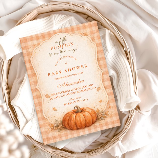 Liten Gingham Pumpa Höst Baby Shower Inbjudningar (Skapare uppladdad)