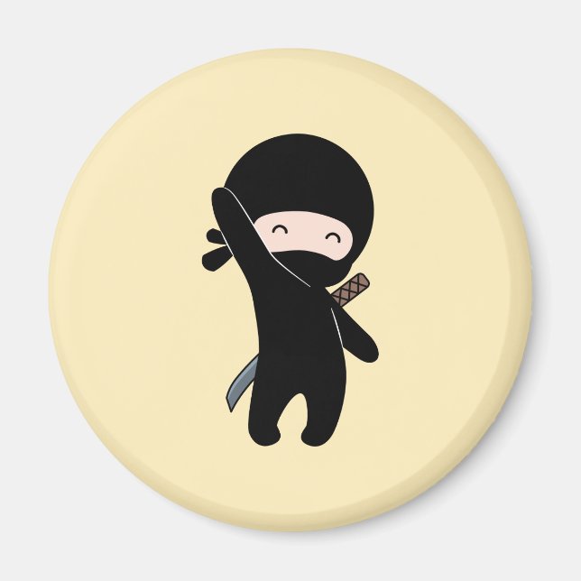 Liten Glad Ninja på Gul Magnet (Framsidan)