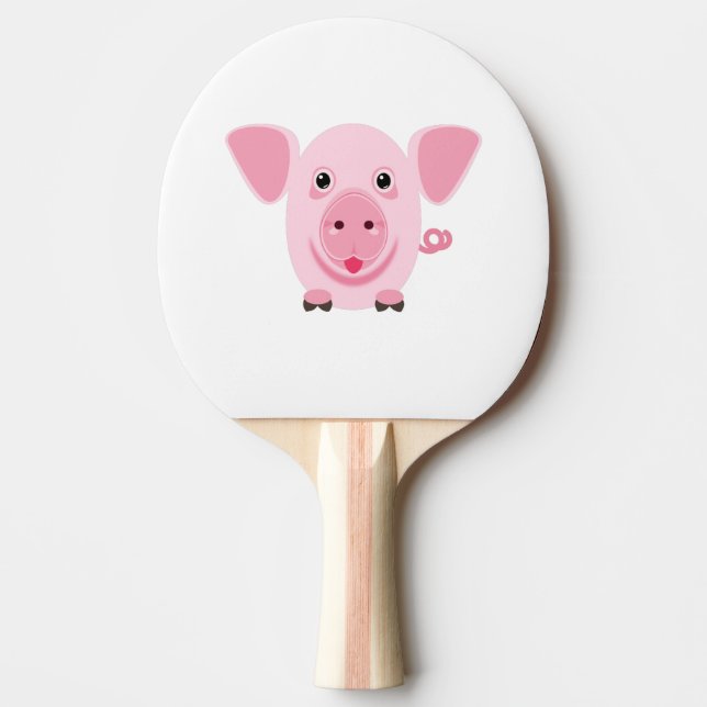 Liten glad söt rosa gris pingisracket (Framsidan)