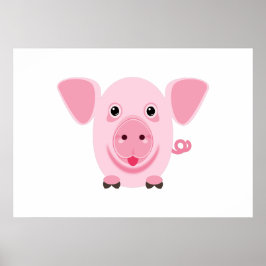 Liten glad söt rosa gris poster