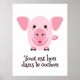 Liten glad söt rosa gris poster
