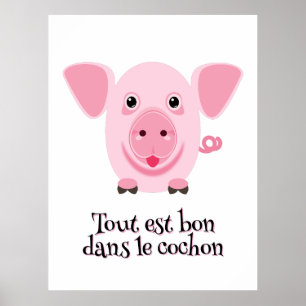 Liten glad söt rosa gris poster