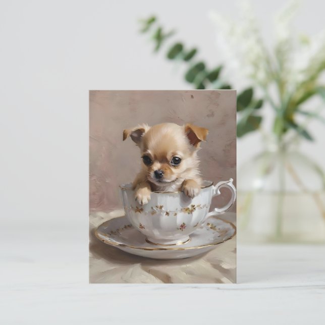Liten glädje: Chihuahua Puppy i Tekopp, Vykort (Stående Fram)