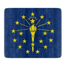 Liten glasskärbräda med Indianas flagga