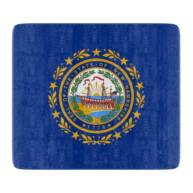 Liten glasskärbräda med New Hampshires flagga (Framsidan)