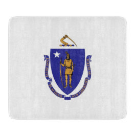 Liten glasstyckningsdel med Massachusetts flagga