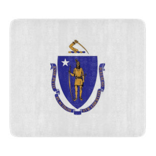 Liten glasstyckningsdel med Massachusetts flagga