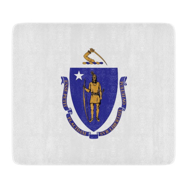 Liten glasstyckningsdel med Massachusetts flagga (Framsidan)