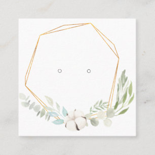 Liten "Golden" med Greenery Earring Visning Card Fyrkantigt Visitkort