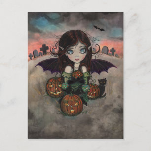 Liten gotisk Halloween-fe-vampyrkonst Vykort
