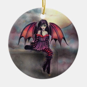 Liten gotisk vampyrälva Halloween-figur Julgransprydnad Keramik