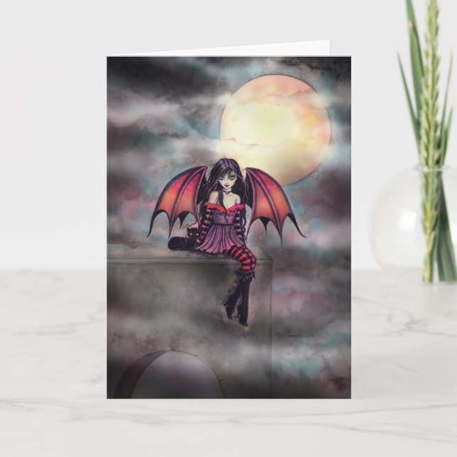 Liten gotisk vampyrfeart fantasin konstkort kort (Framsida)