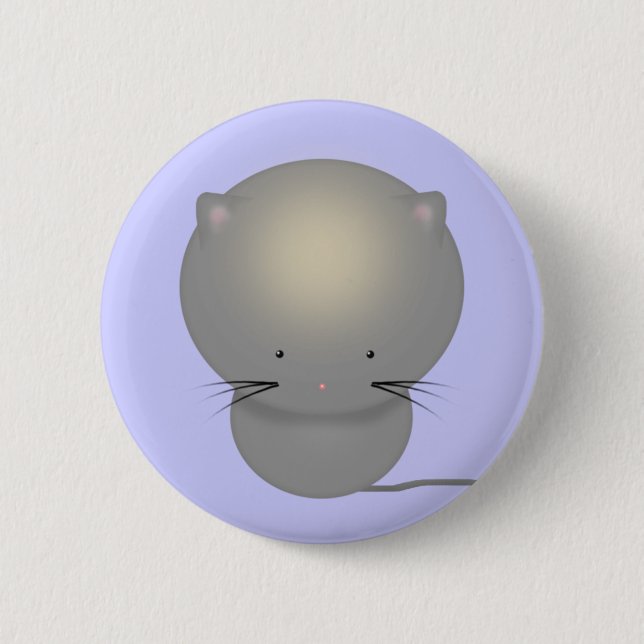 Liten Grå Kattunge Pinback-Knapp Knapp (Framsida)
