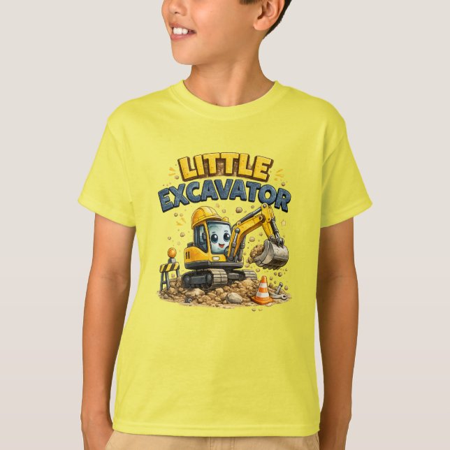 Liten Grävmaskin T Shirt (Framsida)
