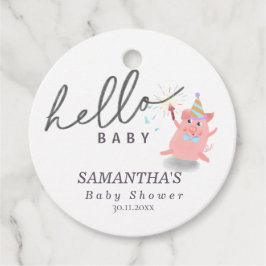 liten gris Kalligrafi Baby Shower Hej bebis Gåvor Etiketter
