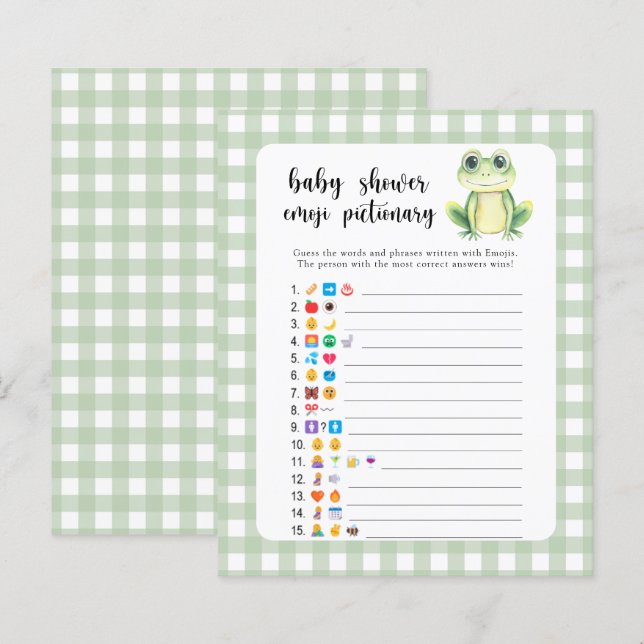 Liten groda - baby shower emoji pictionary spel (Fram/baksida)