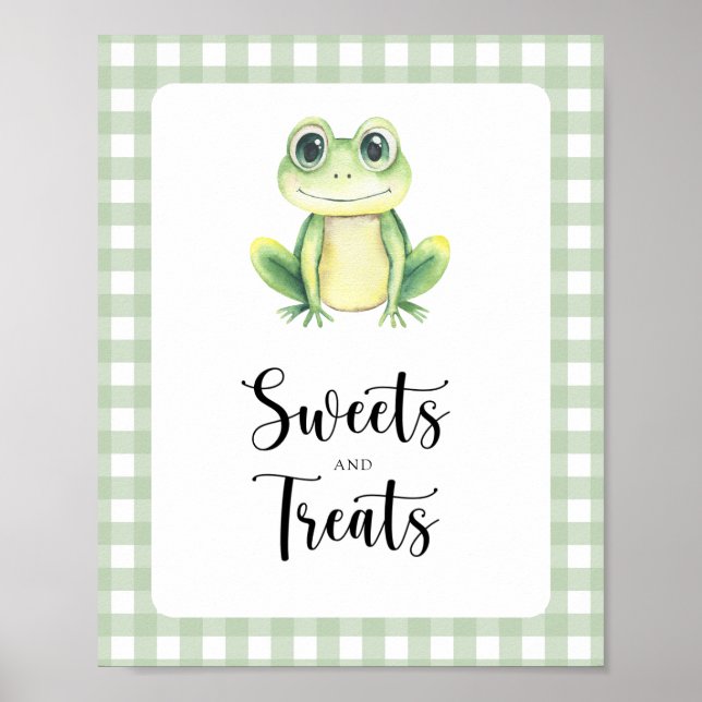 Liten groda - godis och gods baby shower poster (Framsidan)