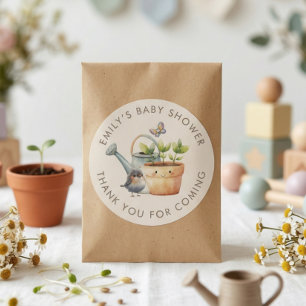 Liten Grodd Flicka Pojke Trädgård Baby Shower Tack Runt Klistermärke