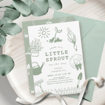 Liten Grodd Handritad Trädgård Bebis Bebis Shower