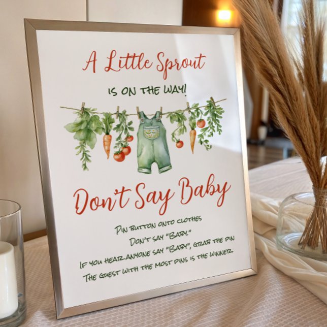 Liten Grodd Klädstreck Säga Inte Baby Shower Poster (Skapare uppladdad)