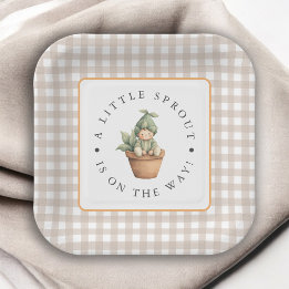 Liten Grodd Neutral Beige Gingham Babyfirande