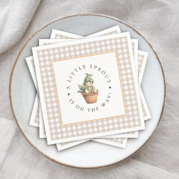 Liten Grodd Neutral Beige Gingham Barnkalas Pappersservett