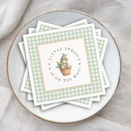 Liten Grodd Sagegrön Rutig Babyfirande Pappersservett