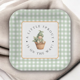 Liten Grodd Sagegrön Rutig Bebis Shower