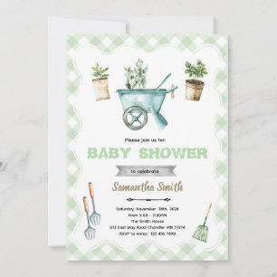 Liten Grodd trädgårds baby shower inbjudan