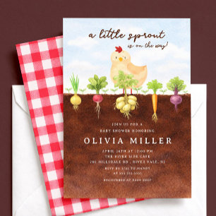 Liten Grodd Trädgårds Baby Shower Inbjudan