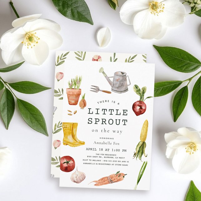 Liten Grodd Trädgårdstema Baby Shower Inbjudningar (Skapare uppladdad)