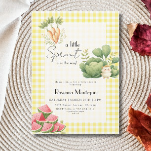 Liten Groddkål Morötter Natur Bebis Babyshower Inbjudningar