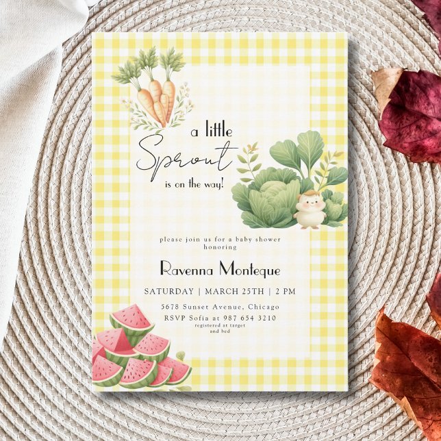 Liten Groddkål Morötter Natur Bebis Babyshower Inbjudningar (Skapare uppladdad)