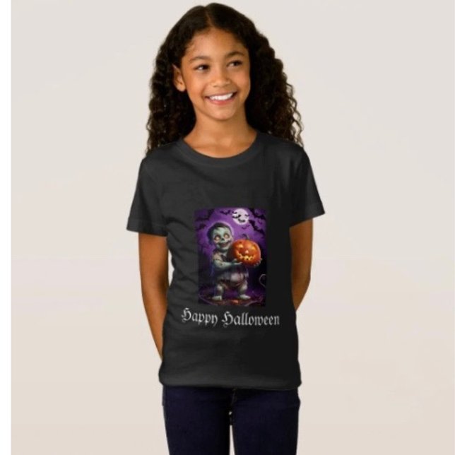 Liten Grön Monster & Pumpa Vän  T Shirt (Comfy tri-blend women’s tee feminine fit, scoop neck, short sleeves, relaxed fit.  
)