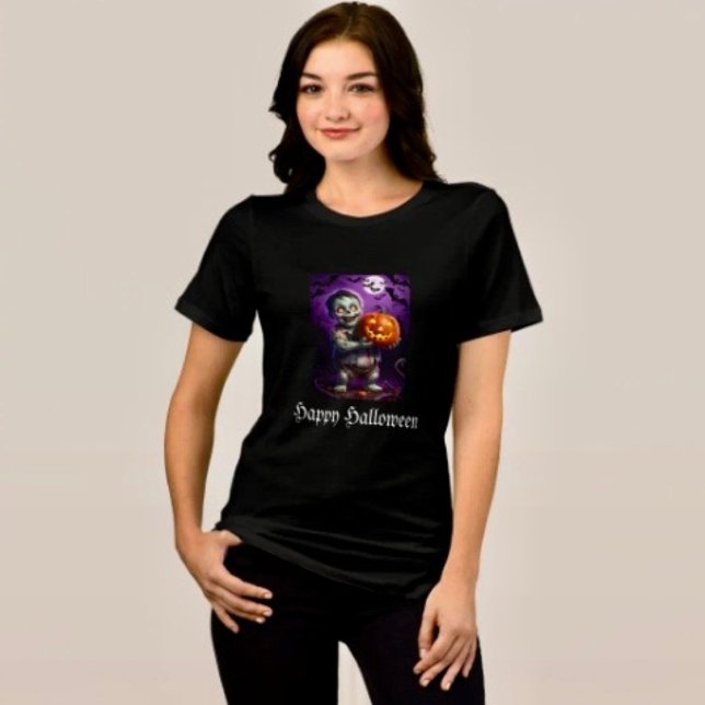 Liten grön monster & pumpa vän  t shirt (Comfy tri-blend women’s tee feminine fit, scoop neck, short sleeves, relaxed fit.  
)