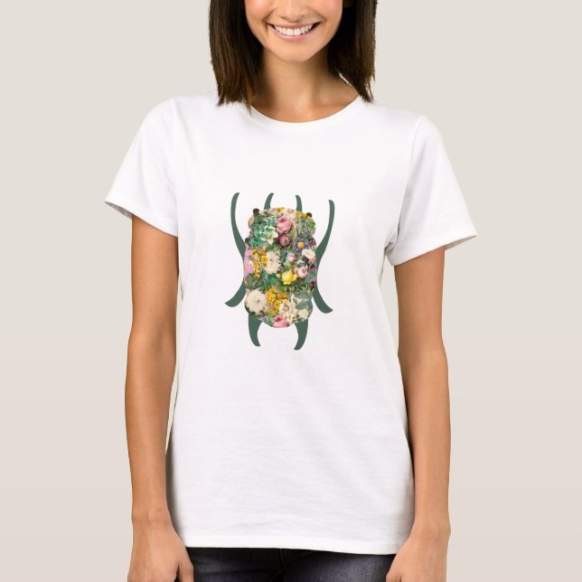Liten grön till teal gradient skalbagge t shirt (Framsida)