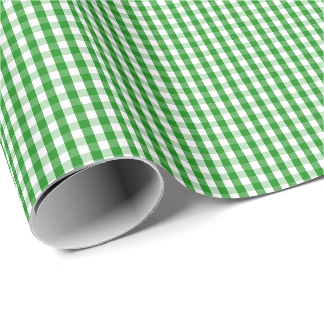Liten grönt- och vitGingham som slår in papper Presentpapper (Rullad Hörn)