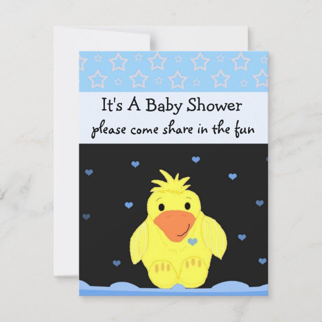 Liten gul ankunge baby shower inbjudningar (Framsida)