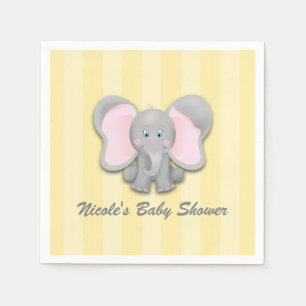 Liten gul elefant baby shower-fest pappersservett