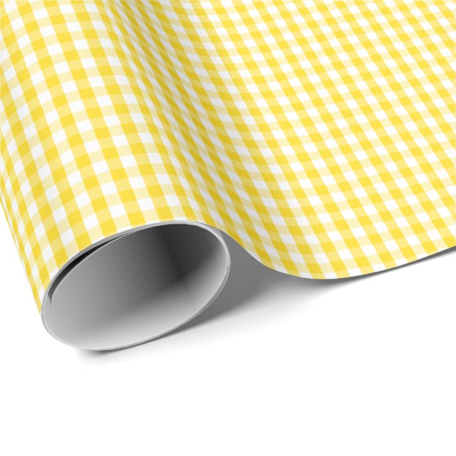 Liten guld- gult- och vitGingham Presentpapper (Rullad Hörn)
